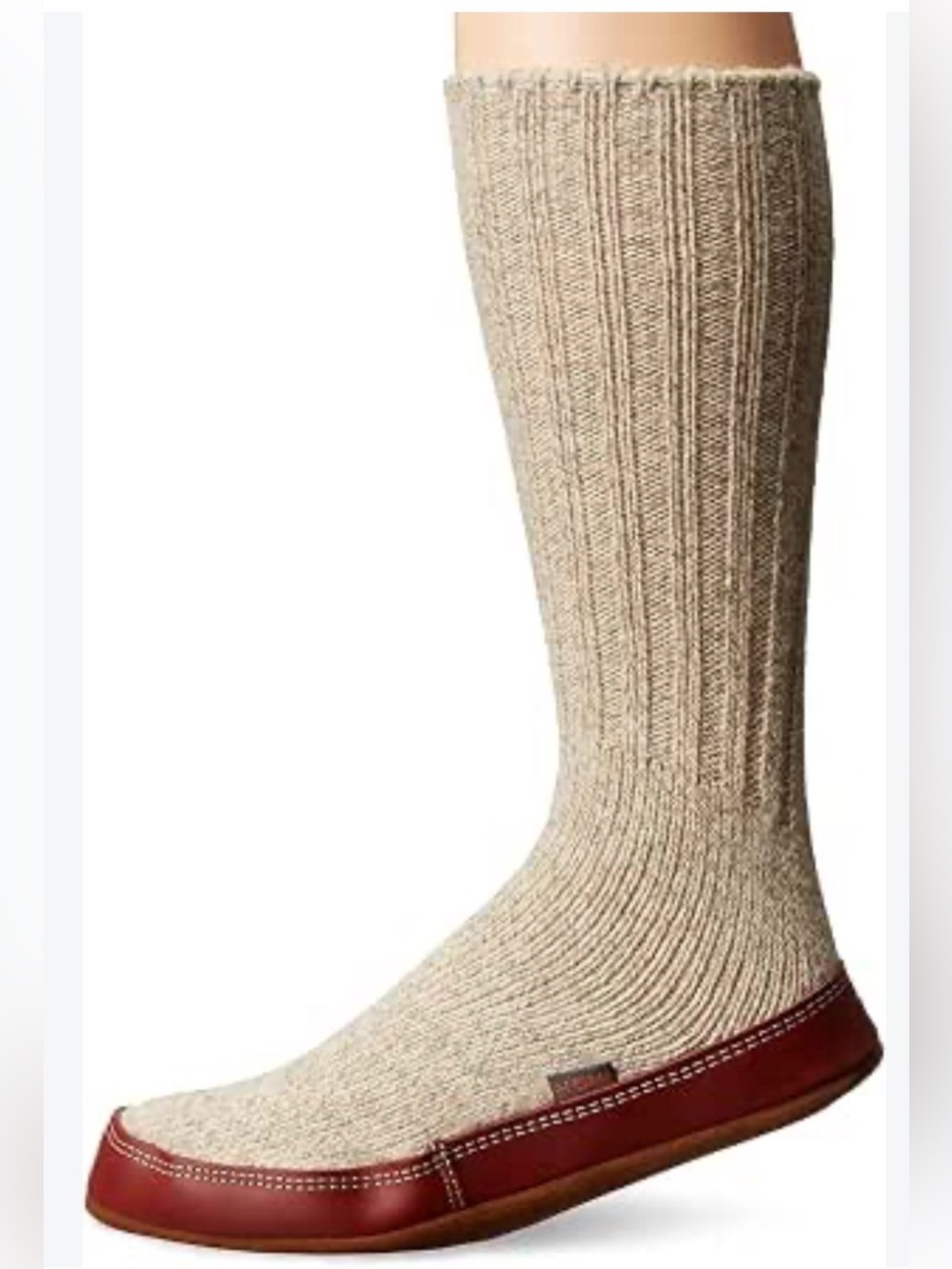 Acorn Men's Rag Wool Leather Sole Cozy Slipper Socks - Size 10.5-11.5